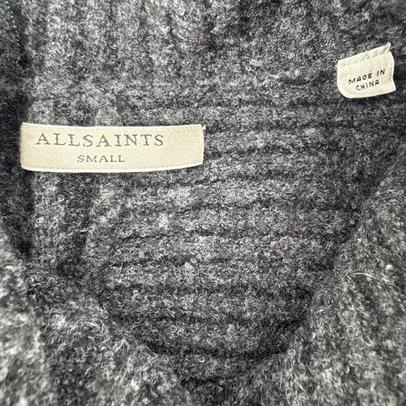 ALLSAINTS Terra Jumper Sweater Mock Neck Cutout Sleeve Grey Wool‎ Blend Small - Picture 8 of 9